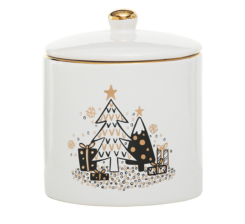 Банка з кришкою біла кераміка h11см Гранд Презент 1017983, фото 1