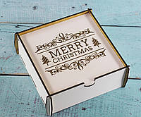 Подарочная коробка - шкатулка, белая "Merry Christmas"