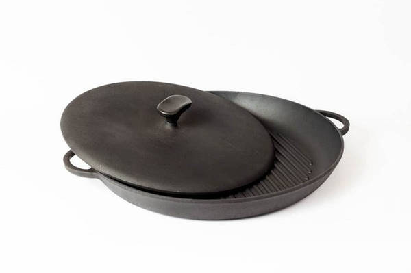 Сковорода гриль чавунна Сітон з пресом, d=340 мм