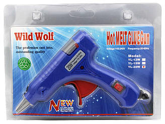 Клейовий пістолет Wild Wolf YL-20W під тонкі 7мм СИНІЙ