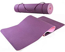 Фітнес-килимок Zelart Yoga Mat TPE 1,83мх0,61мх6мм для фітнесу, йоги, тренувань (MS-0613)