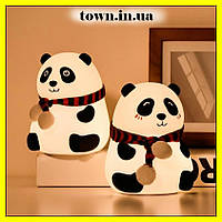 Дитячий нічник-світильник Панда, силіконовий, 7 кольорів, на акумуляторі, сенсорне керування