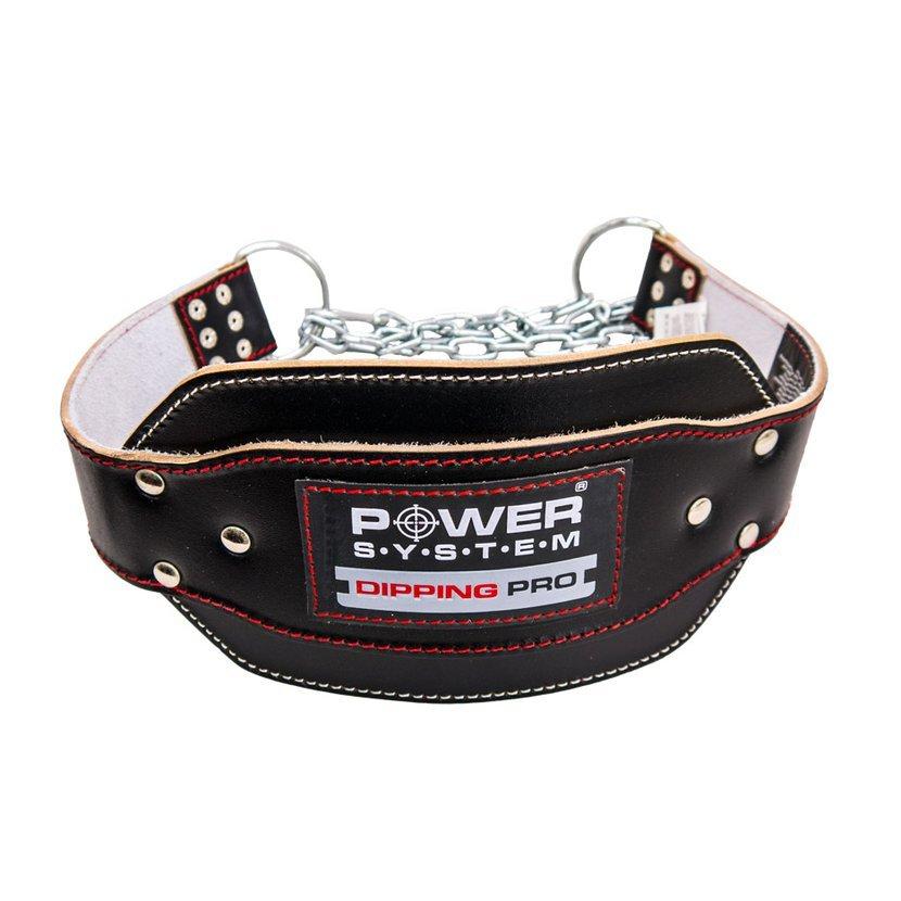 Пояс для обтяжень з ланцюгом Power System PS-3820 Dipping Pro шкіряний Black Red Line, фото 1