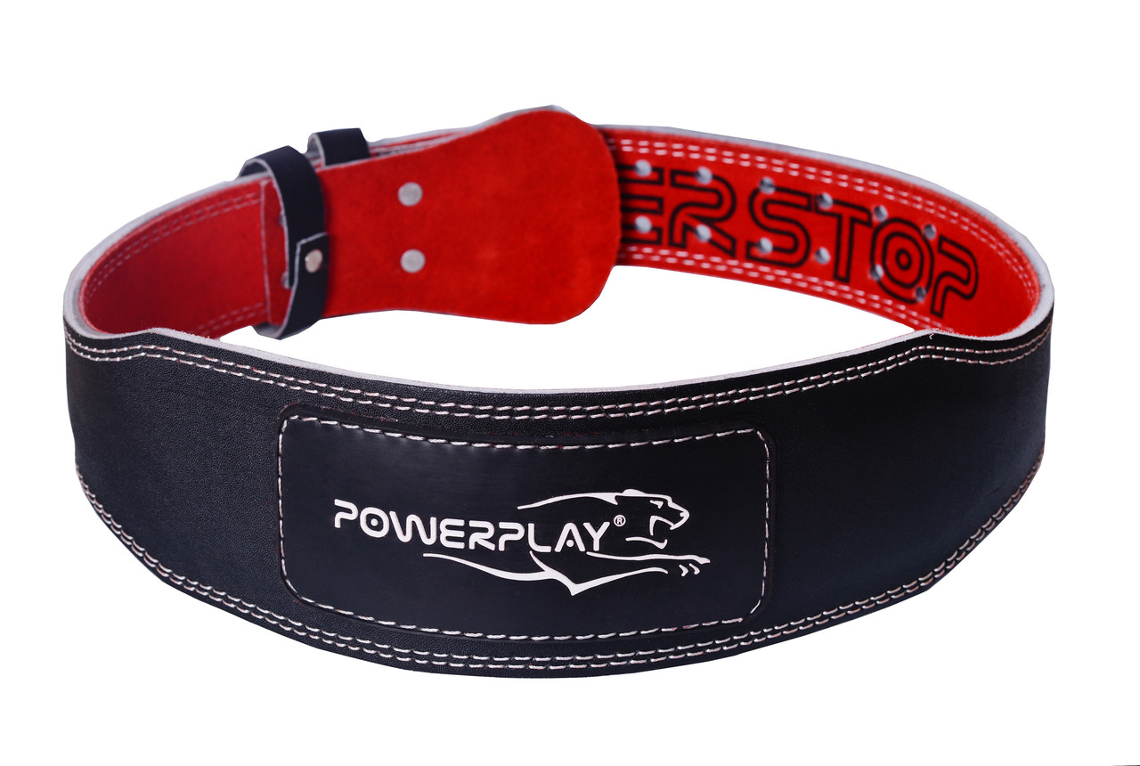 Пояс для важкої атлетики PowerPlay 5085 шкіряний Чорно-Червоний XS