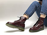 Жіночі зимові черевики Dr. Martens 1460 Bordo ТЕРМО без хутра 36-40рр. Реальне фото. Мартінси чоботи, фото 4