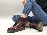 Жіночі зимові черевики Dr. Martens 1460 Bordo ТЕРМО без хутра 36-40рр. Реальне фото. Мартінси чоботи, фото 3