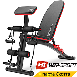 Лавка тренувальна Hop-Sport HS-1035 + Парта Скотта + Еспандери + Жим ногами