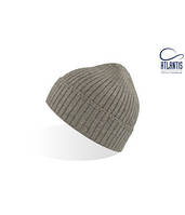 Вязаная шапка ребристая с отворотом светло-серая 4951-94