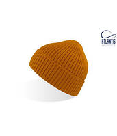 Вязаная шапка ребристая с отворотом горчичная 4951-44