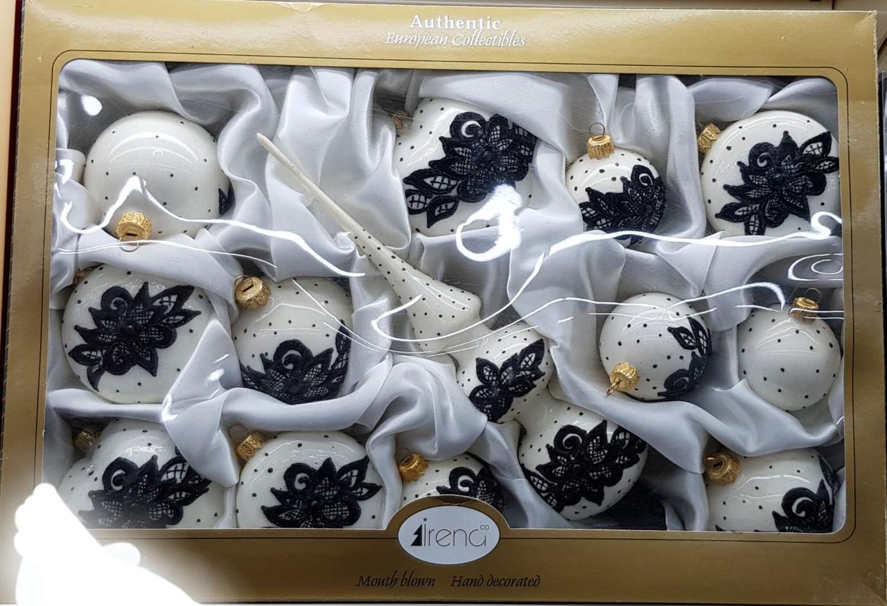 Набір скляних ялинкових іграшок і верхівка на ялинку Irena 8 предметів