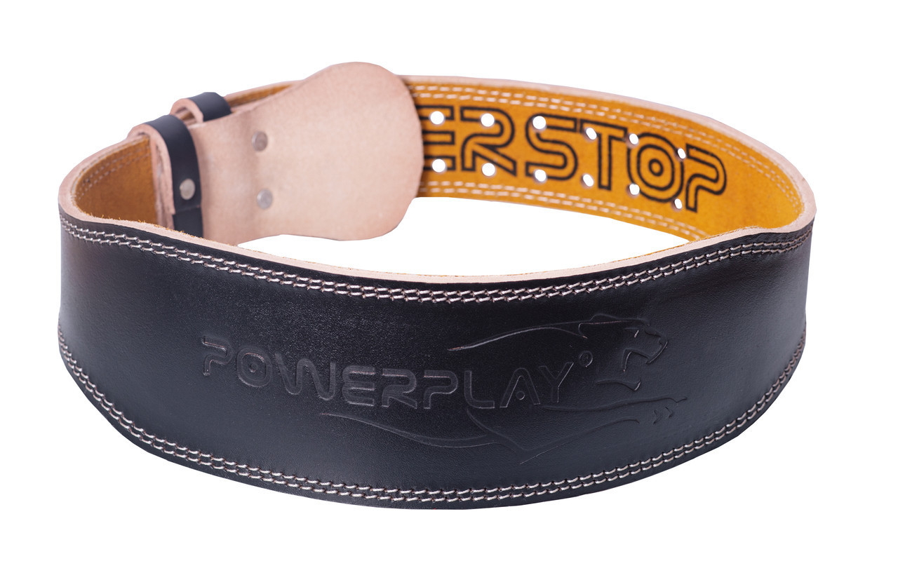 Пояс для важкої атлетики PowerPlay 5084 шкіряний Чорно-Жовтий M