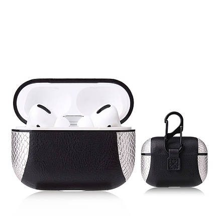 Чохол для навушників Apple AirPods Pro Alitek Snake Skin Silver/Black + карабін, фото 1