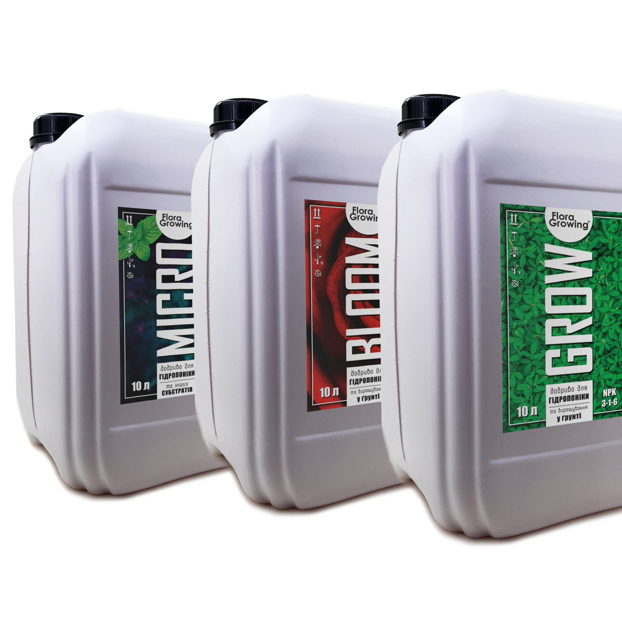 3 х 10 л Hydroponics Kit добрива для гідропоніки та ґрунту — Аналог Terra Aquatica (GHE) Flora Series