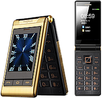 Телефон-розкладачка Tkexun G10 Black/Gold, 9000 mAh, 2 SIM, 3 Mpx, Гучний, сенсорний дисплей 3" (Yeemi G10)