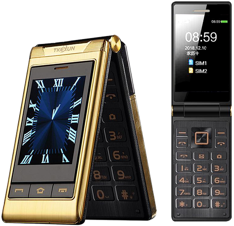 Телефон-розкладачка Tkexun G10 Black/Gold, 9000 mAh, 2 SIM, 3 Mpx, Гучний, сенсорний дисплей 3" (Yeemi G10)