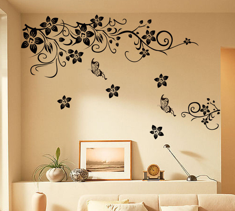 Купить Виниловая наклейка на стену «Цветы и лоза». Декоративная ...