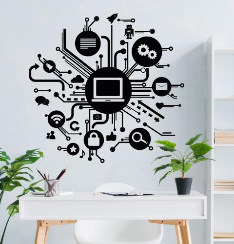 Вінілові наклейки WORK IN PROGRES (фейсбук інстаграм символи значки мотиватор на стіну) матова 1000х960 мм, фото 1