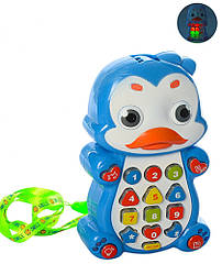 Дитячий музичний телефон із проєктором Limo Toy 7614 українська мова синій пінгвін