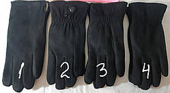 Рукавички чоловічі,велюрові, чорні на хутрі, хутром, смартфон (зима)