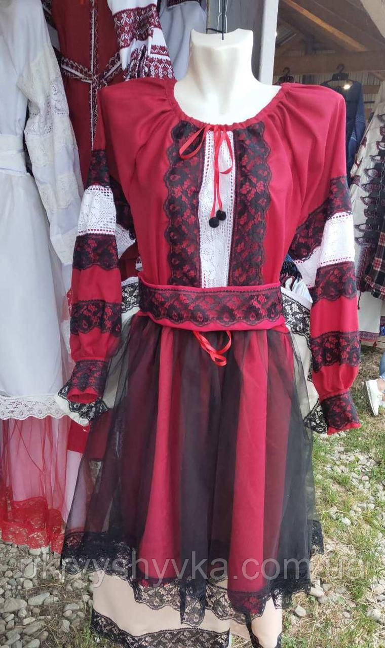 Плаття з мереживом " Бланка" червоне