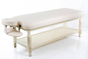 Стаціонарний масажний стіл регулюванням висоти на посиленій дерев'яній основі RESTPRO Classic-Flat Бежевий