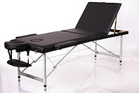 Складной массажный стол чемодан алюминиевый трехсекционный кушетка массажная переносная черная RESTPRO ALU 3