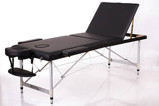 Складаний масажний стіл валізу алюмінієвий трисекційний кушетка масажна переносна чорна RESTPRO ALU 3