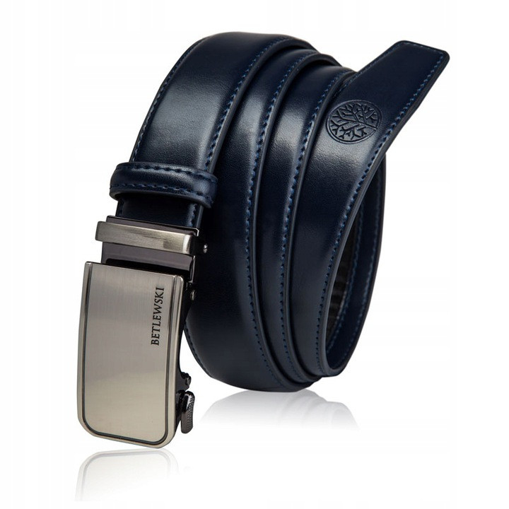 Ремінь чоловічий шкіряний Betlewski® 3,2 х 0,4 (C30-TO) - синій