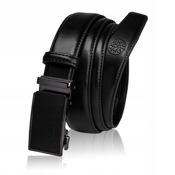 Ремінь чоловічий шкіряний Betlewski® 3,2 х 0,4 (C30-GU) - чорний, фото 1