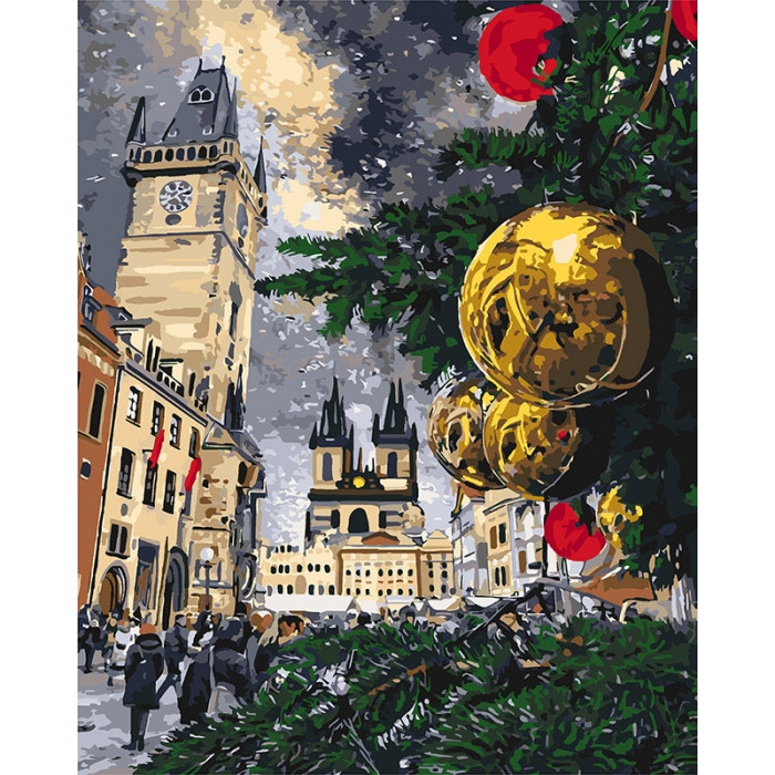 Картина за номерами 40×50 см. Новорічна Прага. Ідейка.