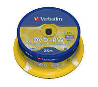 Диски DVD+RW Verbatim (43489) 4.7GB 4x Cake, 25 шт Silver