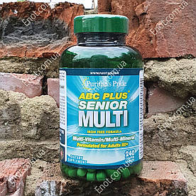 Вітаміни 50+ Puritan's Pride ABC Senior Plus Multi 50+ Без заліза 240 таблеток
