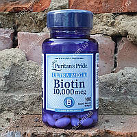 Витамин Puritan's Pride Ultra Mega Biotin 10.000 mcg 100 гелевых капсул