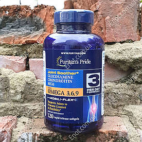 Хондропротектор Puritan's Pride Glucosamine Chondroitin MSM with Omega 3, 6, 9 - 120 гелевих капсул