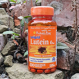Вітаміни для очей Puritan's Pride Lutigold Lutein 6 мг with Zeaxanthin (Лютеїн+Зеаксантин) 200 гелевих капсул