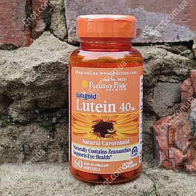 Вітаміни для очей Puritan's Pride Lutigold Lutein 40 мг with Zeaxanthin (Лютеїн+Зеаксантин) 60 гелевих капсул