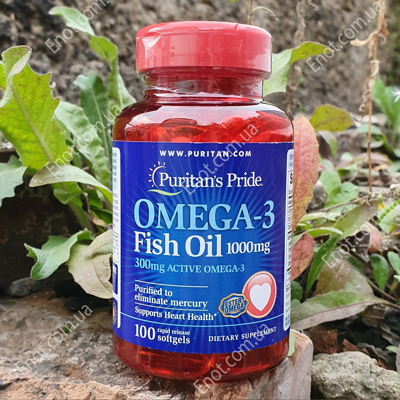 Риб'ячий жир Puritan's Pride Omega-3 Fish Oil 1000 мг (300 мг Active Omega-3) 100 гелевих капсул, фото 1