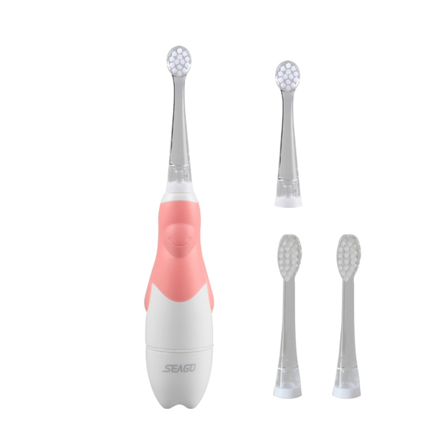Детская зубная щетка Seago SG-513 звуковая с 4-мя насадками, Pink
