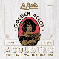 Струны для акустической гитары La Bella 40PS 80/20 Golden Alloy Acoustic Guitar Strings Light 12/52