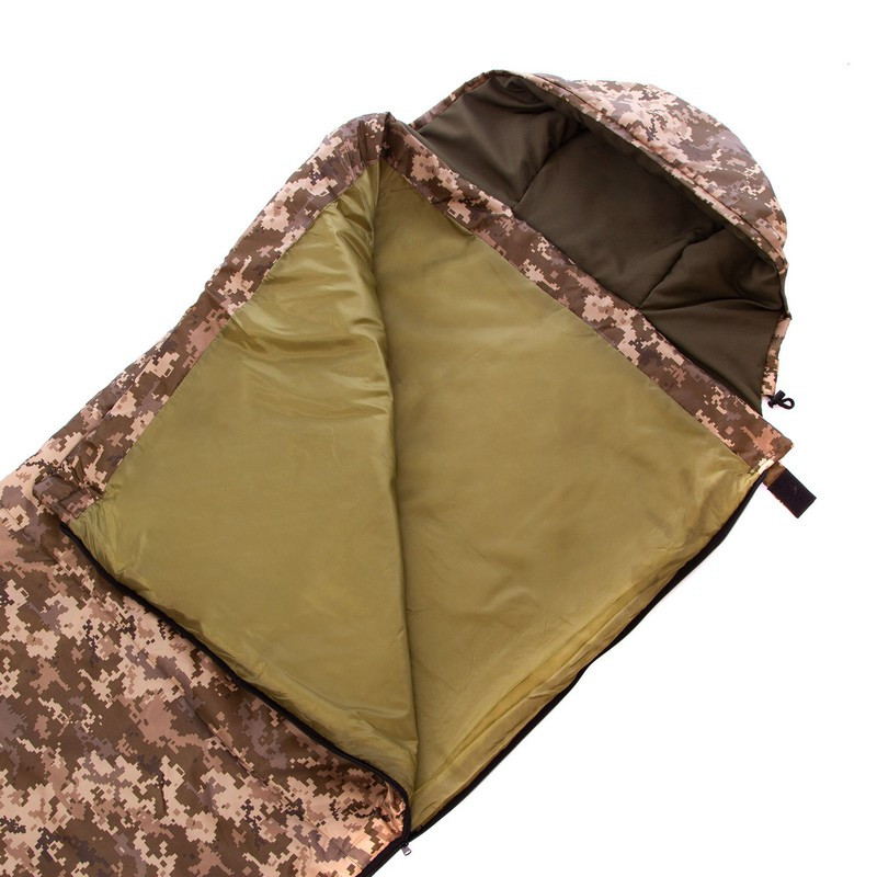 Спальный мешок одеяло с капюшоном камуфляж (PL, хлопок,300г на м2,р-р 185+35х72см,t+15 до 0) - фото 3 - id-p76132643