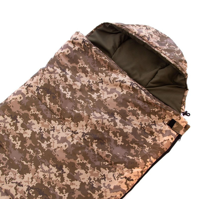 Спальный мешок одеяло с капюшоном камуфляж (PL, хлопок,300г на м2,р-р 185+35х72см,t+15 до 0) - фото 4 - id-p76132643