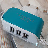 Адаптер на 3 USB с кабелем MICROUSB (Оригинальные фото)