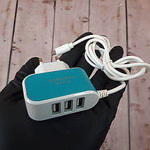 Адаптер на 3 USB Блок живлення Зарядний пристрій CHARGER 3-USB Адаптер для смартфона (Живі фото), фото 3
