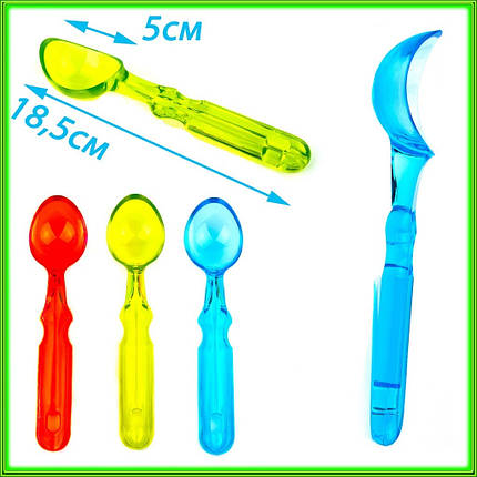 Ложка для морозива D 5 см L 18,5 см з прозорою ручкою, фото 2