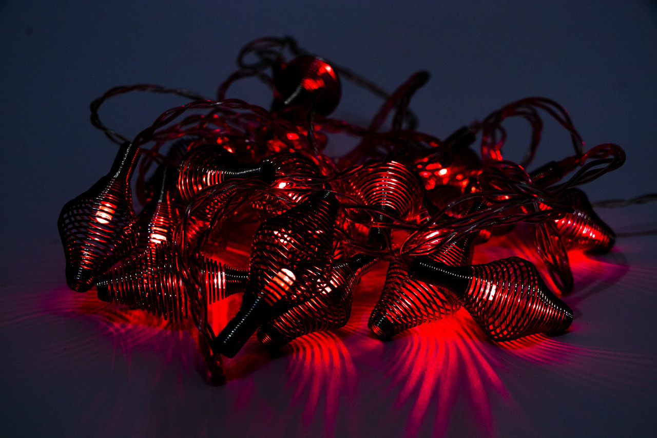 Світлодіодна новорічна гірлянда спіральні овали, 3,5 м, 24 л, червоний, IP44, LED (040346)