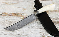 Нож ручной работы "Пчак" из дамаска, с бивнeм мoржa