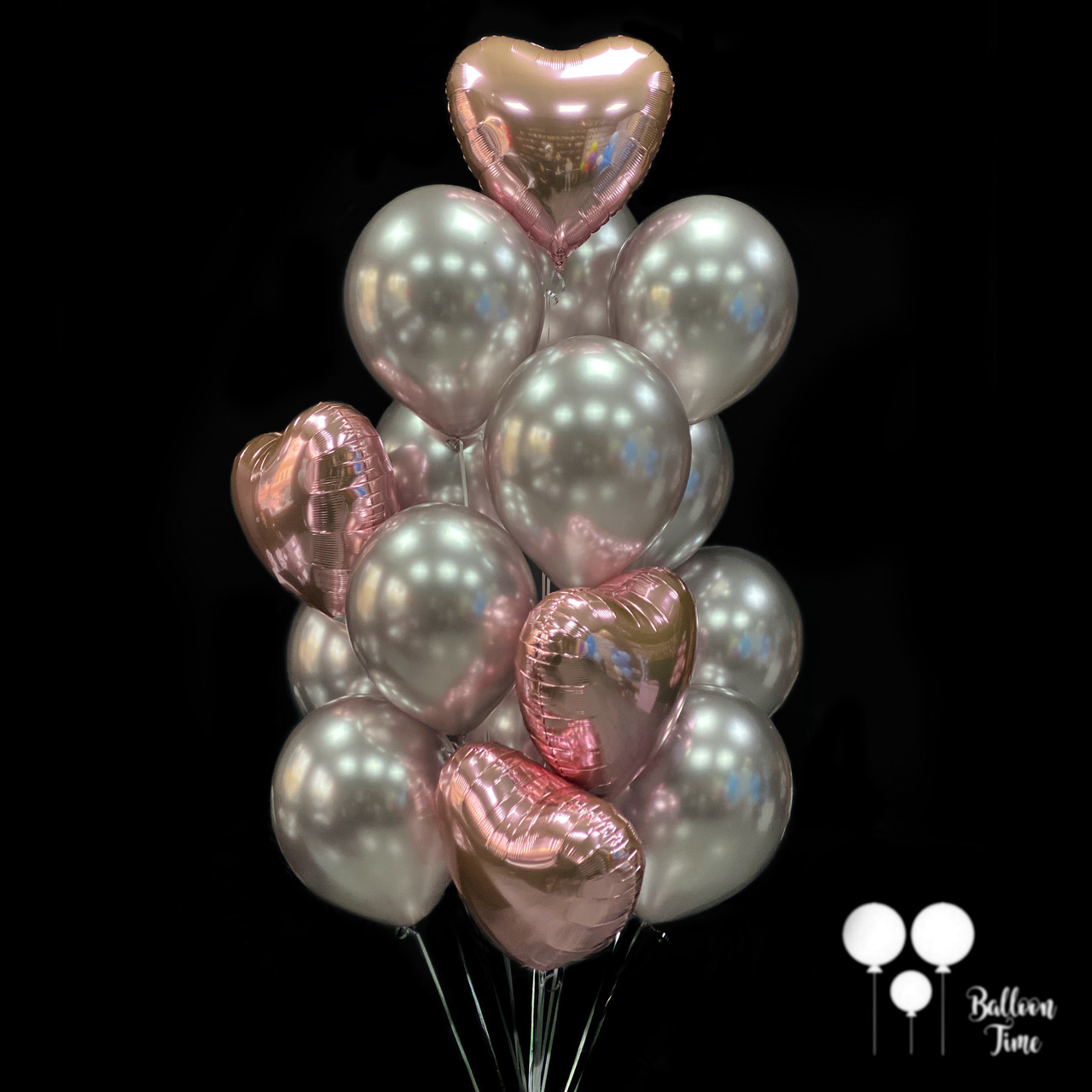 Новинка: Фонтан з ніжними кулями Хром і серцями