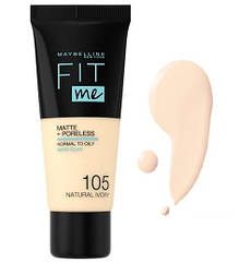 Тональний крем матувальний Maybelline New York Fit Me Matte No 105 Natural Ivory