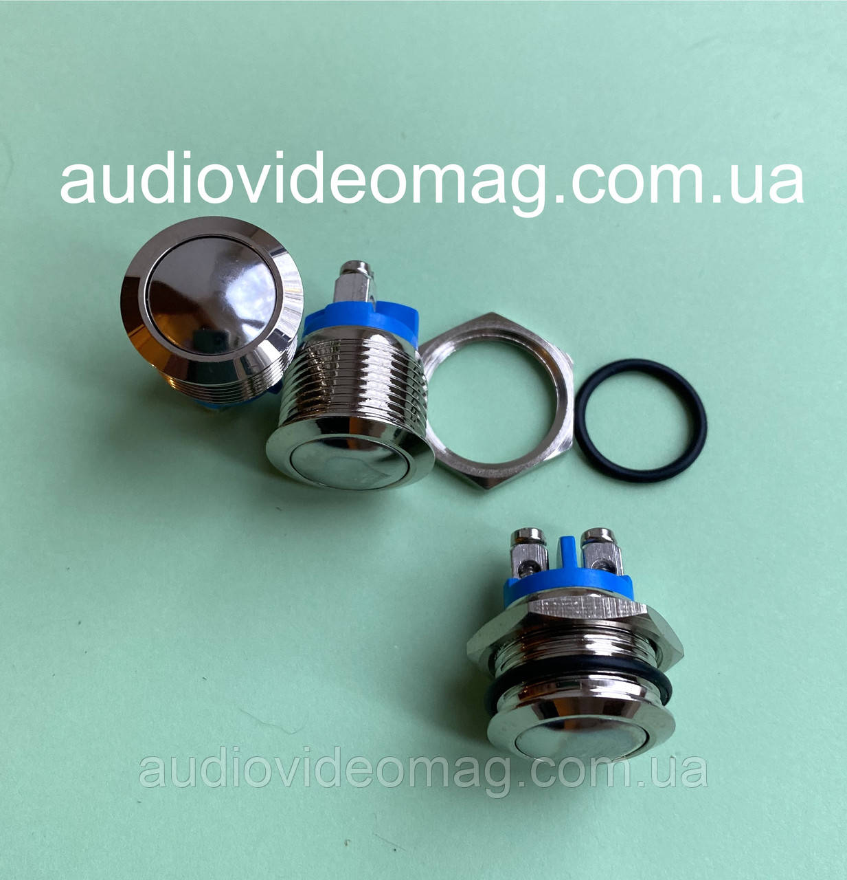Кнопка антивандальная 220V 2А, Ø 16мм, без фиксации, OFF-ON, двухфазная ...