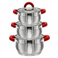 Набір каструль з нержавіючої сталі Zauberg 3 предмети ZB-234R Red